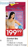 Comfort Bra Set of 2: 1 x Black & 1 x Nude-Medium, Large or X-Large per set