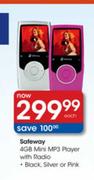 Safeway 4GB Mini MP3 Player with Radio (Black, Silver or Pink)