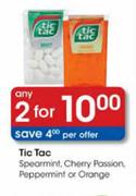 Tic Tac Spearmint,Cherry passion,Peppermint Or Orange-2's