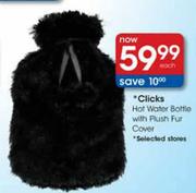 Clicks Hot Water Bottle With Flush Fur Cover-Each