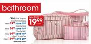 Flirt Pink Stripped Cosmetics Purse 4-In-1 Travel Bag