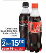 Coca-Cola,Coca-Cola Zero,Sprite Or Fanta-500Mlx2