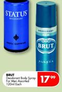 Brut Deodorant Body Spray For Men Assorted-120ml Each