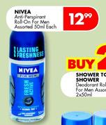 Nivea Anti-Perspirant Roll-On For Men Assorted-50ml Each