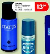 Status Aerosol Deodorant For Men Assorted-150ml Each