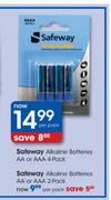 Safeway Alkaline Batteries AA or AAA 4-pack