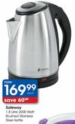Safeway Brushed Stainless Steel kettle-1.8 Litre,2000 Watt