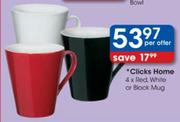 Clicks Home 4 x Red, White or Black Mug