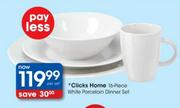 Clicks Home 16-Piece White Porcelain Dinner Set