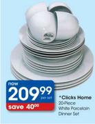 Clicks Home 20-Piece White Porcelain Dinner Set