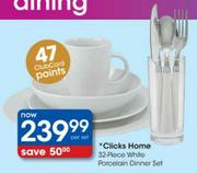 Clicks Home 32-Piece White Porcelain Dinner Set