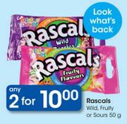 Rascals Wild, Fruity Or Sours-2x50g