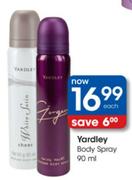 Yardley Body Spray - 90ml Each
