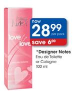 Designer Notes Eau De Toilette Or Cologne - 100ml Per Pack