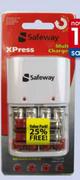 Safeway Xpress Multi Charger With 2AA & 2AAA Rechargeable Battrries