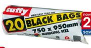 Tuffy 20 Black Bags-750x950mm 