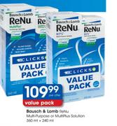 Bausch & Lomb Renu Multi-Purpose Or Multiplus Solution-360ml+240ml