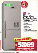 LG Silver Water On Tap Bottom Freezer Fridge-315 Ltr (GRF429BLQK)