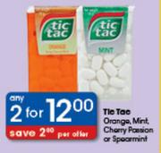 Tic Tac Orange,Mint,Cherry Passion Or Spearmint-2's