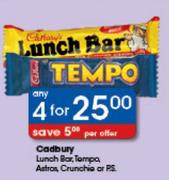 Cadbury Lunch Bar,Tempo,Astros,Crunchie Or PS-4's