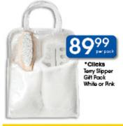 Clicks Terry Slipper Gift Pack White Or Pink-Per Pack