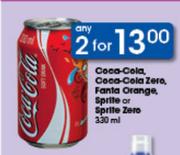 Coca-Cola,Coca-Cola Zero,Fanta Orange,Sprite Or Sprite Zero-2x330ml