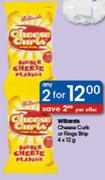 Willards Cheese Curls Or Rings Strip-2x12g