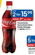 Coca-Cola, Coca-Cola Zero, Fanta Orange or Sprite-2 x 500ml