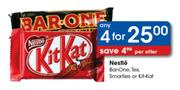 Nestle Bar-One, Tex, Smarties or Kit-Kat-4's
