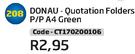 Donau Quotation Folders P/P A4 Green CT170200106