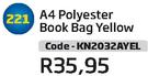 A4 Polyester Book Bag Yellow KN2032AYEL