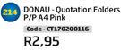 Donau Quotation Folders P/P A4 Pink CT170200116