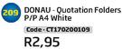 Donau Quotation Folders P/P A4 White CT170200109