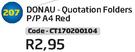 Donau Quotation Folders P/P A4 Red CT170200104