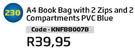 A4 Book Bag With 2 Zips ANd 2 Compartments PVC Blue KNFB8007B