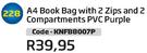 A4 Book Bag With 2 Zips ANd 2 Compartments PVC Purple KNFB8007P