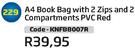 A4 Book Bag With 2 Zips ANd 2 Compartments PVC Red KNFB8007R