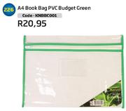 A4 Book Bag PVC Budget Green KNBBC001