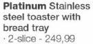 Platinum Stainless Steel 2-Slice Toaster With Bread Tray