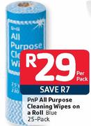 Pnp All Purpose Cleaning Wipes On A Roll Blue 25-Pack