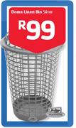 Dome Linen Bin Silver-Each