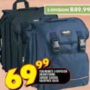 Fullmarks 3-Division Drawstring Senior School Backpack-Each