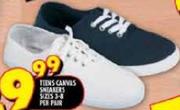 Teens Canvas Sneakers Sizes 3-8 Per Pair