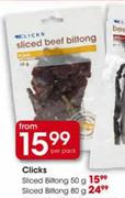 Clicks Sliced Biltong-80g