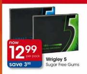 Wrigley 5 Sugar Free Gums Per Pack 