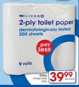Clicks Toilet Rolls 2-Ply-9's per pack