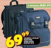 Fullmarks 2-Division Drawstring Senior School Backpack-Each