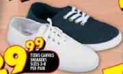 Teens Canvas Sneakers Sizes 3-8 Per Pair