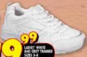 Ladies White and Grey Trainer Sizes 3-8 Per Pair