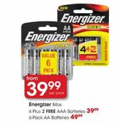 Energizer Max 6 Pack AA Batteries-Per pack